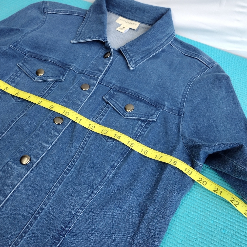 Appleseed’s Long Jean Utility Jacket Button Down … - image 4